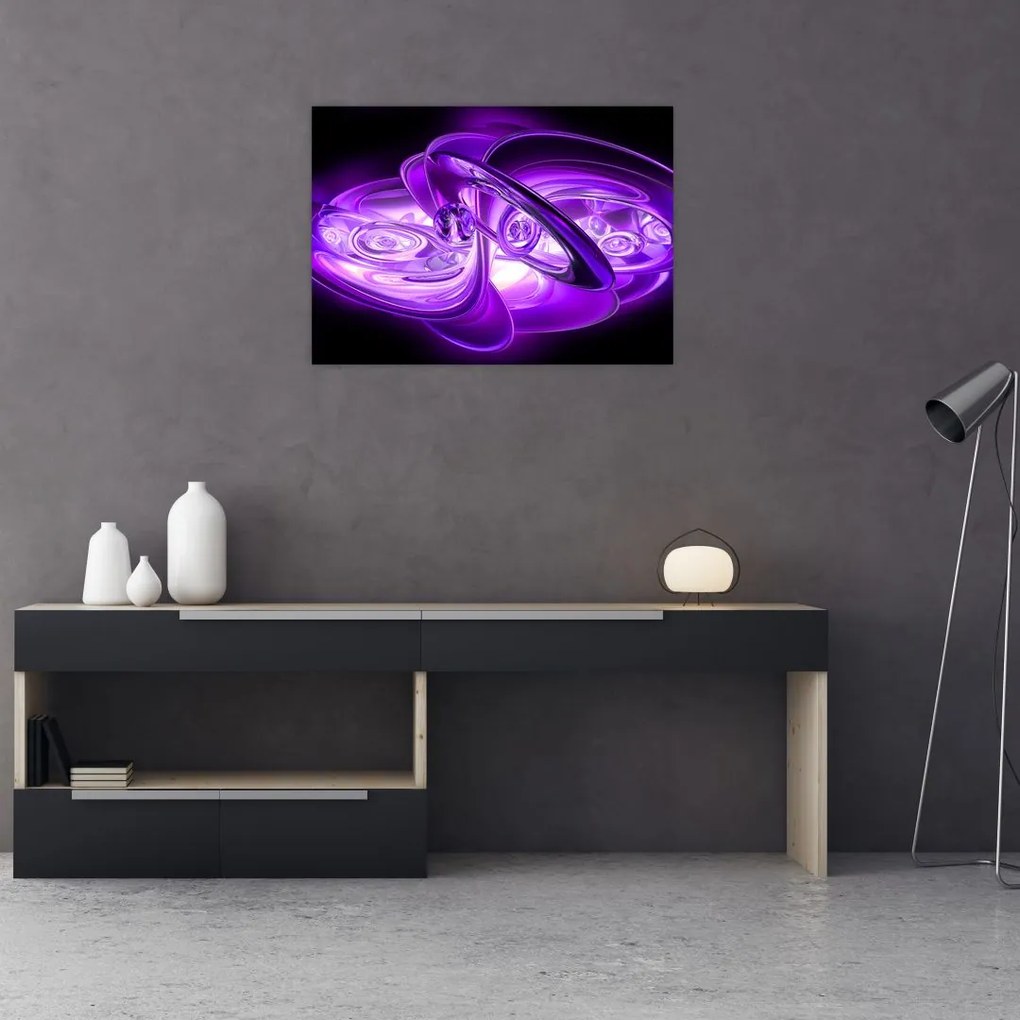 Sklenený obraz fialových fraktálov (70x50 cm)
