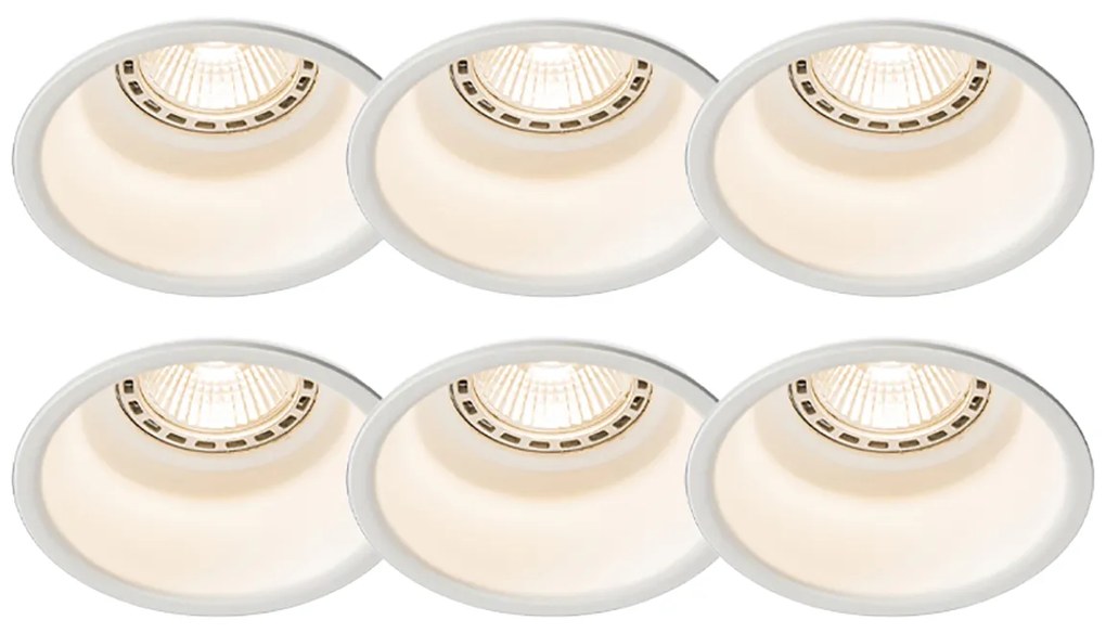Sada 6 moderných zapustených bodových svetiel bielych - Dept
