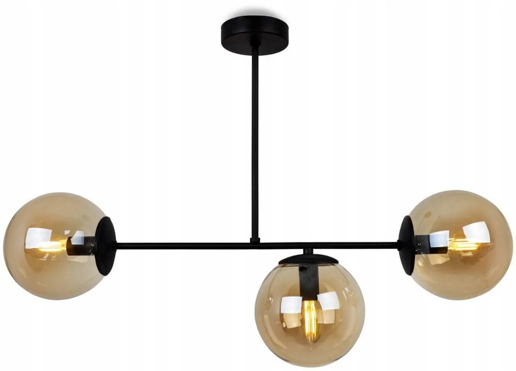 Stropné svietidlo Paris, 3x medové sklenené tienidlo, (výber zo 4 farieb uchytenia)