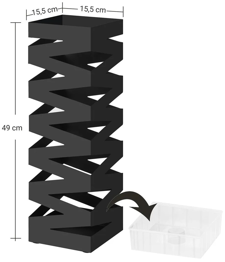Kovový stojan na dáždniky Loft Black, 49x15,5 cm