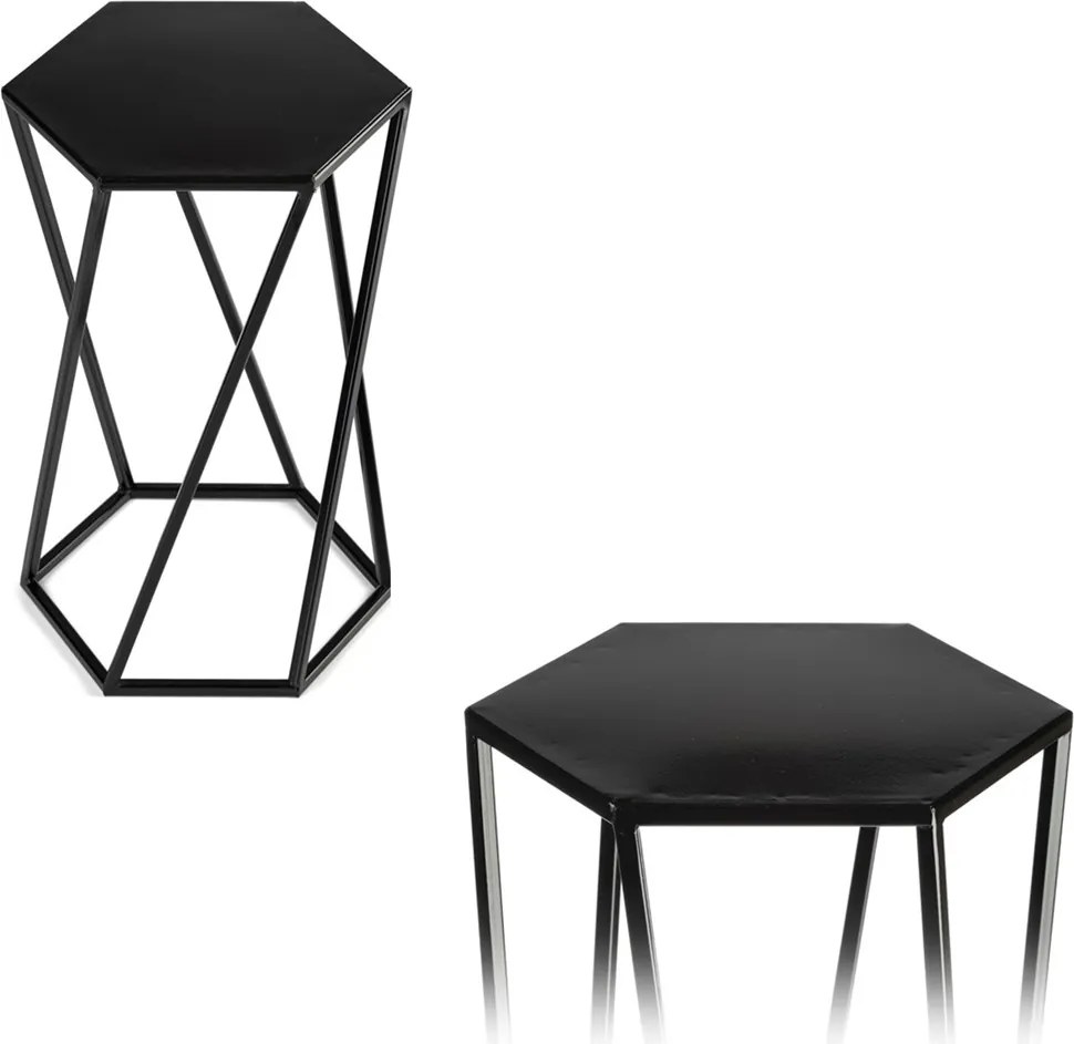 STOJAN NA KVETINÁČ HEXAGON 40X24X27 CM ČIERNA