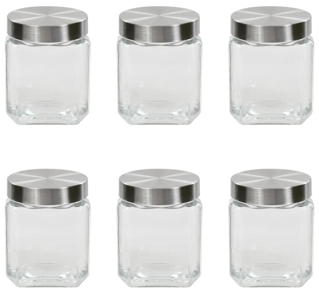 vidaXL Skladovacie poháre so striebornými viečkami 6 ks 1200 ml