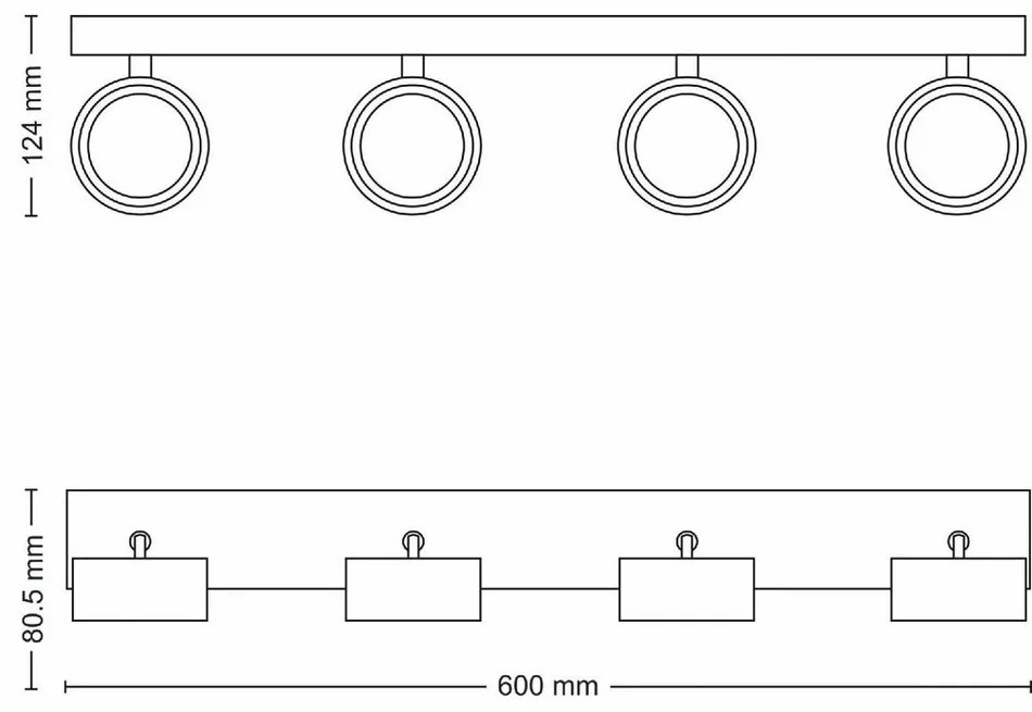 Philips 8720169174801 bodové LED svietidlo Bracia, biela, 4x 5,5 W 4x550lm 2700K IP20