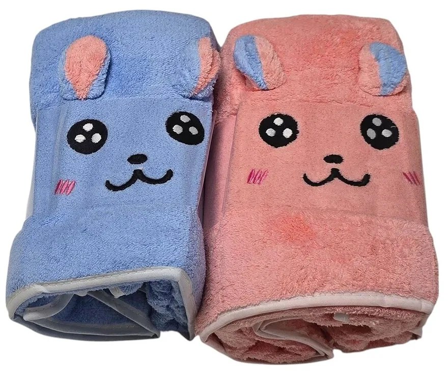 Osuška mikroplyš HOMA CUTE pink + blue 2 kusy 70x140 cm