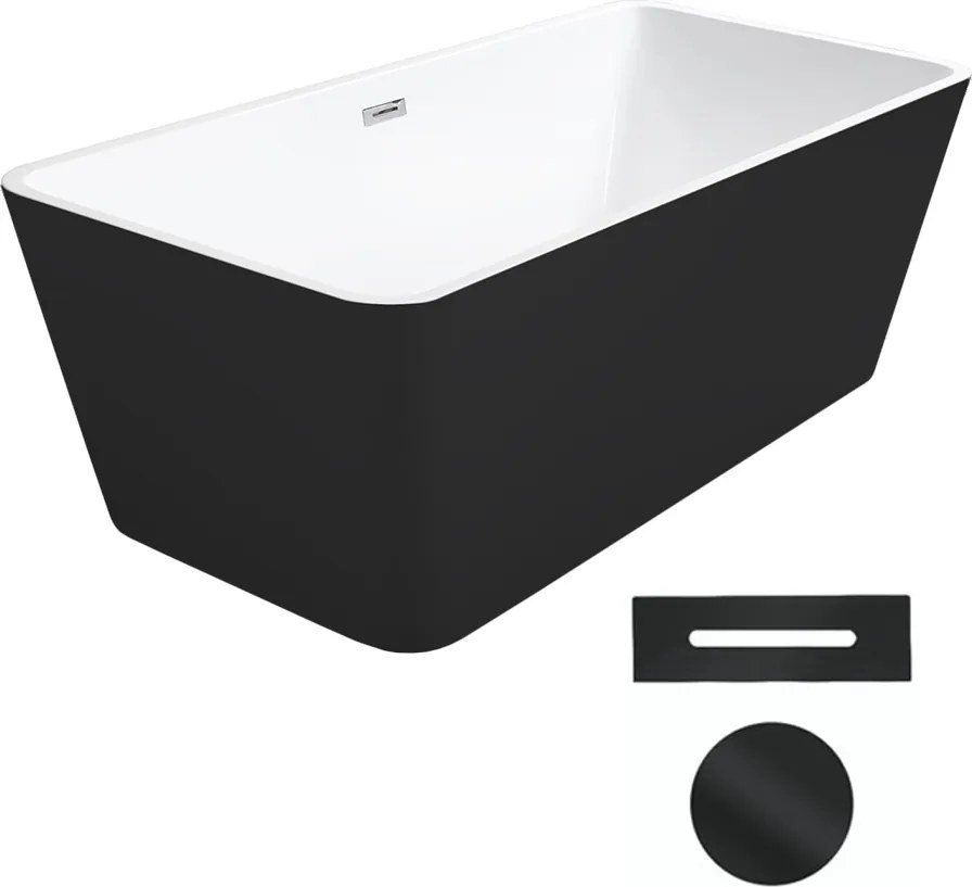 Besco Akrylátová voľne stojaca vaňa Evita BW Matt 160x80 BESCO-Typ výpuste: Click-Clack s prepadom, grafit, BESCO-Rozmery: 160x80, BESCO-Farba: Biela…