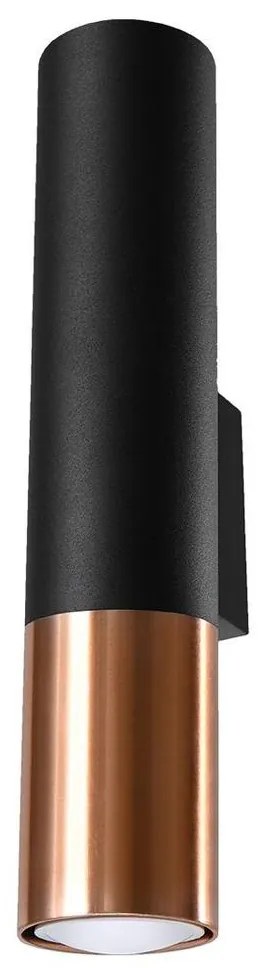 Sollux SL.0944 - Nástenné svietidlo LOOPEZ 2xGU10/10W/230V čierna/meď