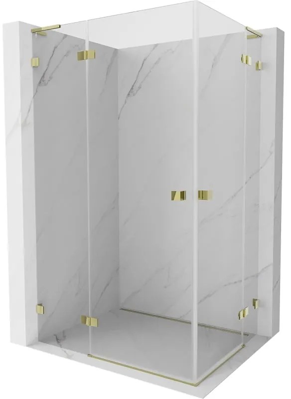 Mexen Lunar, L Duo výklopný sprchový kút 95 x 90 cm, 8mm číre sklo, zlatý profil, 834L-095L-090P-50-00