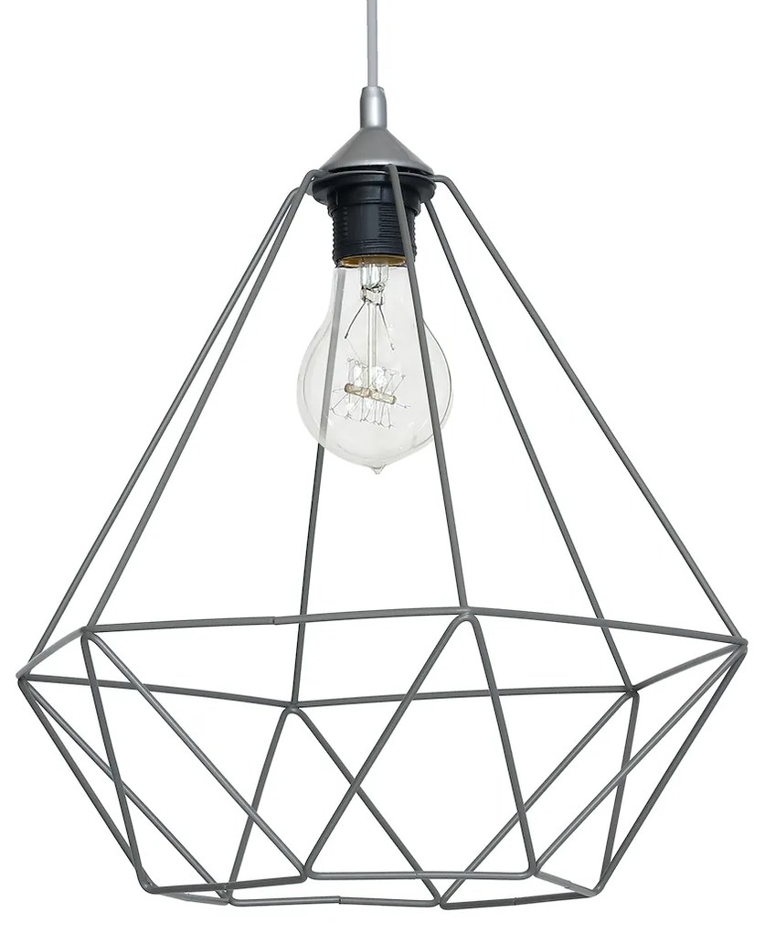 Závesné svietidlo Basket, 1x sivé drôtené tienidlo, gr