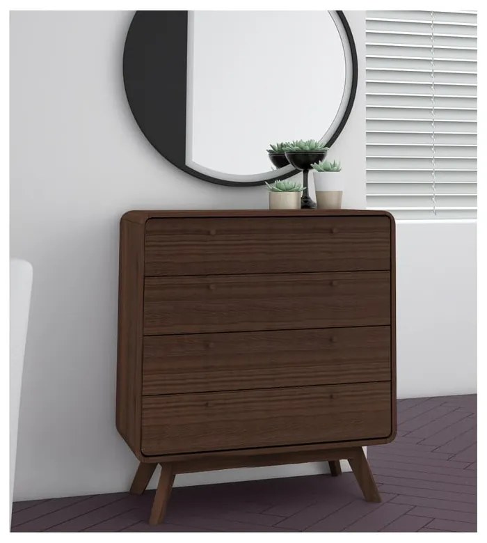 Tmavohnedá vysoká komoda v dekore orecha 80x88 cm Caitlin – Støraa