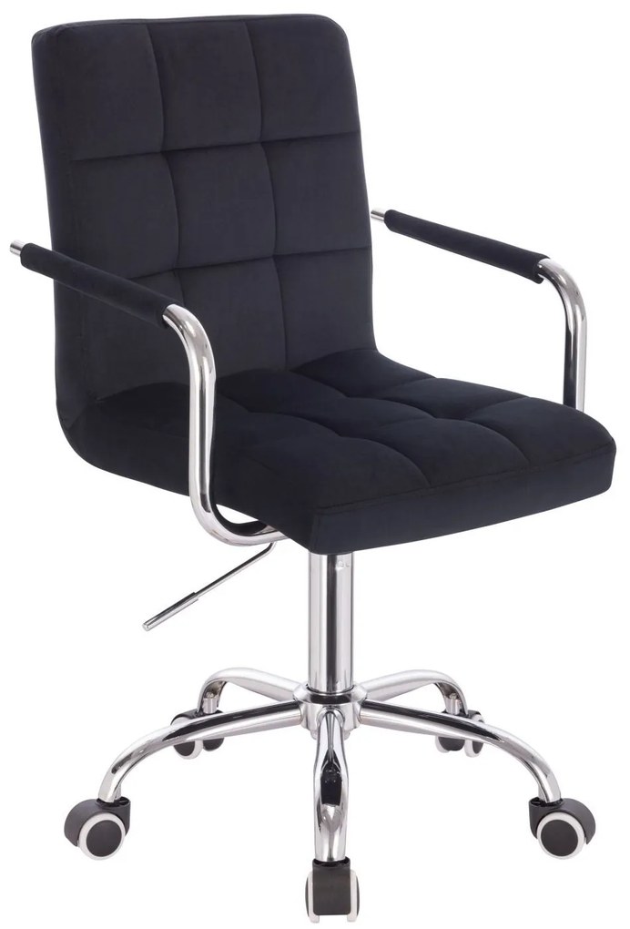 LuxuryForm DESIGN Stolička VERONA VELUR na striebornej podstave s kolieskami - čierna