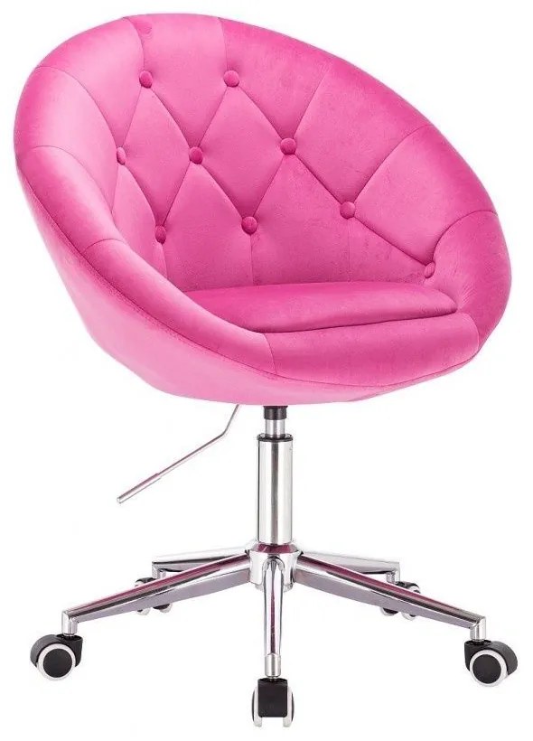 LuxuryForm DESIGN Kreslo VERA VELUR na striebornej podstave s kolieskami - ružové