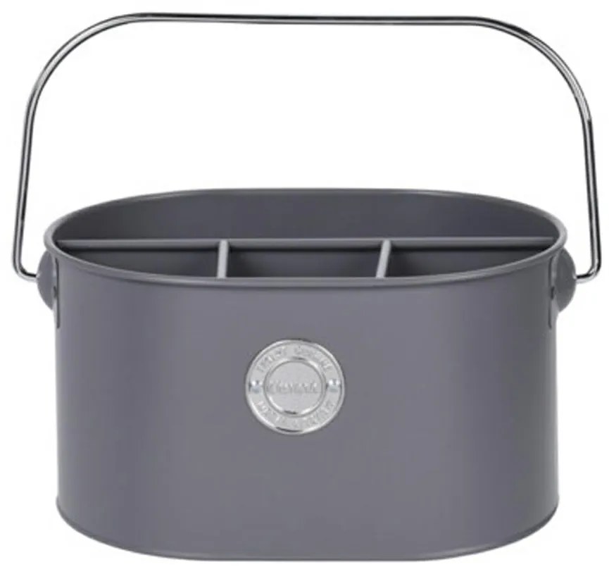 Kovová nádoba na príbor Oscar, 28x18x13 cm, sivá