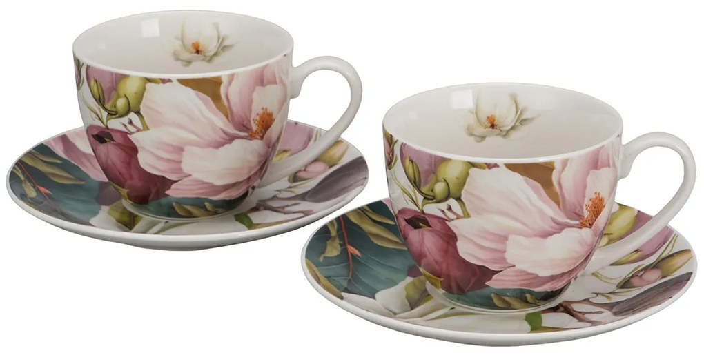 Porcelánová šálka s podšálkou Magnolie 270 ml sada 2ks