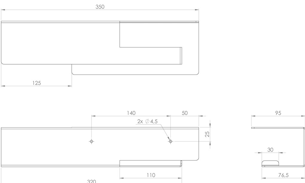 Sapho Sapho, držiak toaletného papiera s poličkou 35cm, čierna matná, 33214