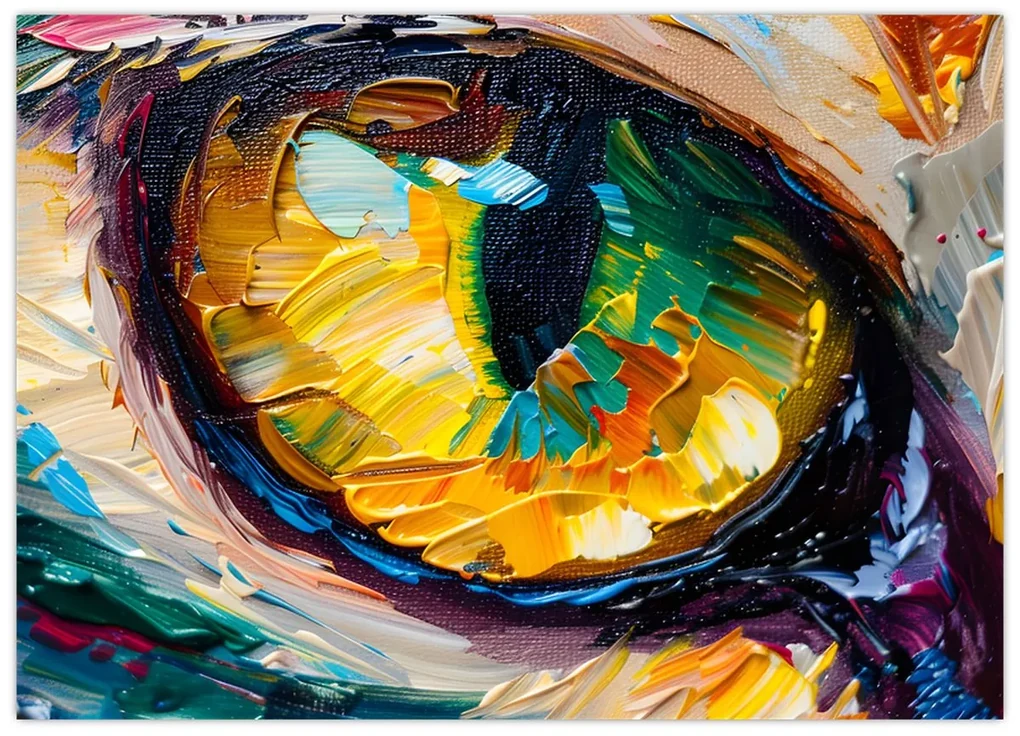 Sklenený obraz - Maľba mačacieho oka (70x50 cm)
