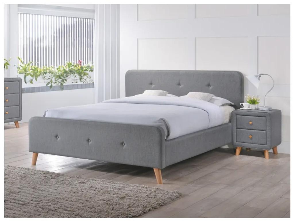Sivá dvojlôžková posteľ MALMO 180 x 200 cm