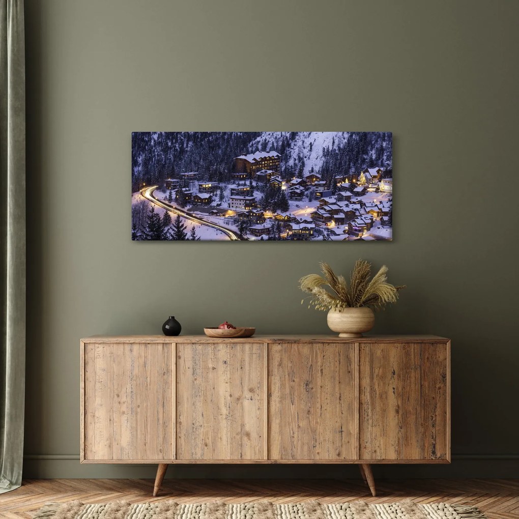 Obraz - horské zimné mestečko (120x50 cm)