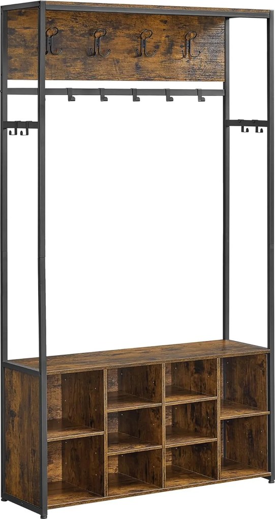 Předsíňový věšák s botníkem Vasagle Vigro 100 cm hnědý