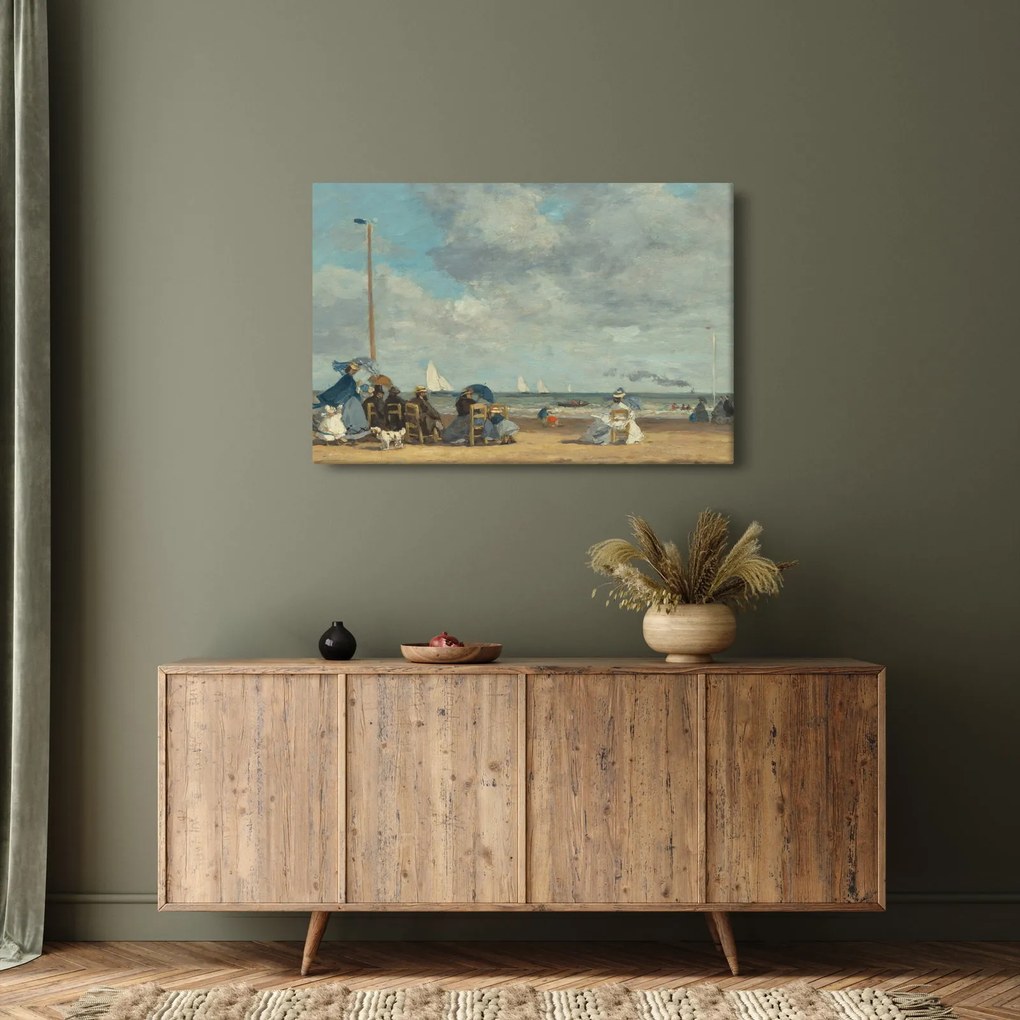 Obraz - Eugène Boudin, Beach at Trouville, reprodukcia (90x60 cm)