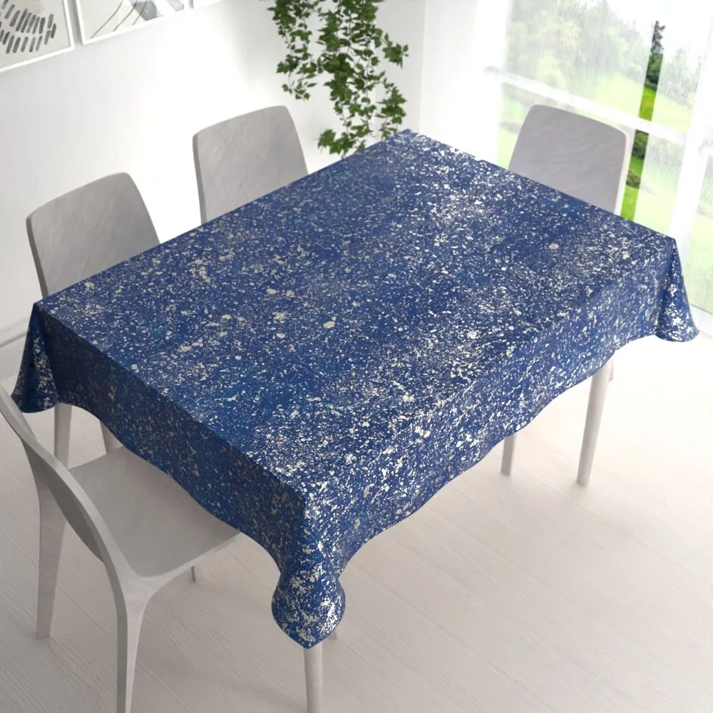 Biante Zamatový obdĺžnikový obrus Isabela IBL-005 Gold Design kráľovská modrá 140x160 cm