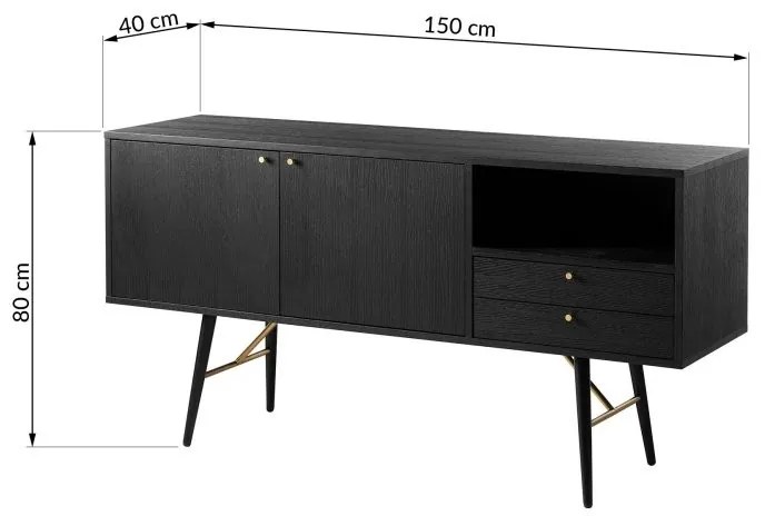 Komoda Alaia 150 cm čierna
