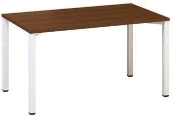 Konferenčný stôl Alfa 420 s bielym podnožím, 140 x 80 x 74,2 cm, rovné vyhotovenie, dezén orech
