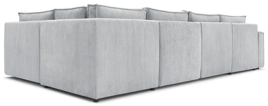 Svetlosivá menčestrová rohová pohovka (pravý roh/do tvaru "U") Nihad modular – Bobochic Paris