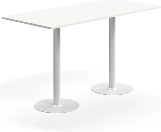 Barový stôl ALVA, 1800x800x1000 mm, s kotvením do zeme, HPL, biela