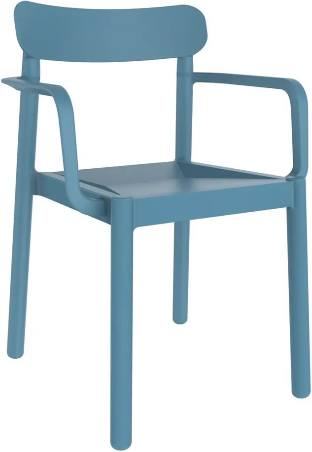 Sada 4 modrých záhradných stoličiek s opierkami Resol Elba