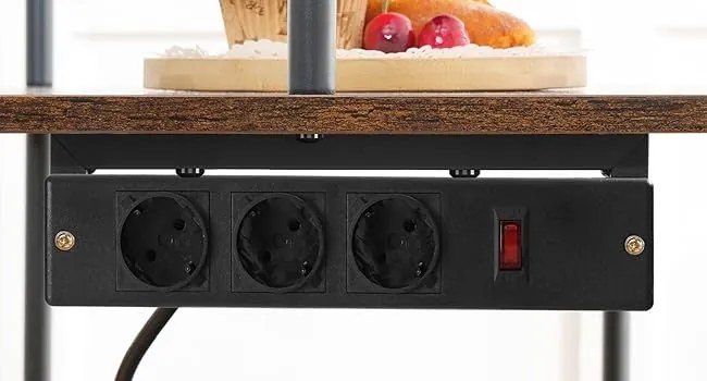 Kuchynský regál Vasagle Filo 60 cm so vstavanými zásuvkami čierny/hnedý