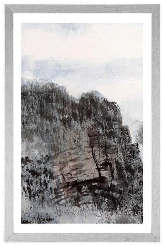 Plagát s paspartou maľba krajiny - 20x30 black