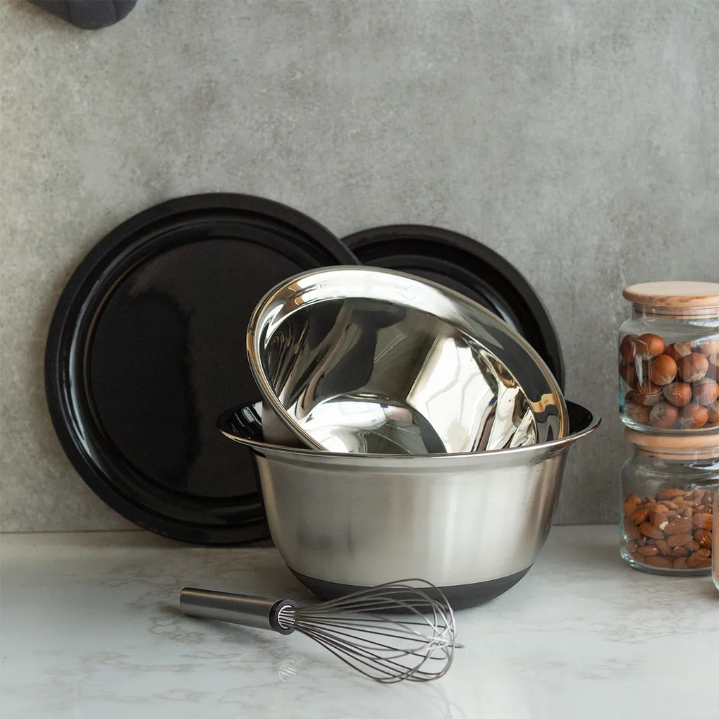 Set miešacích misiek s vekom 4 ks – Basic Kitchen - 593771