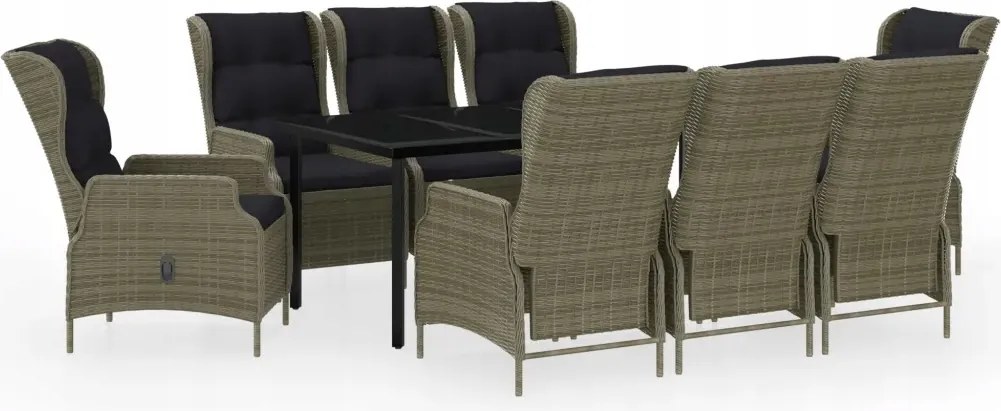 vidaXL 9-dielna sada záhradného nábytku, hnedá