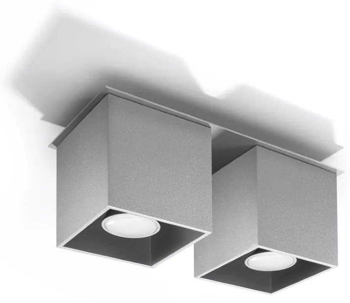 Stropné svietidlo Quad, 2x sivé kovové tienidlo