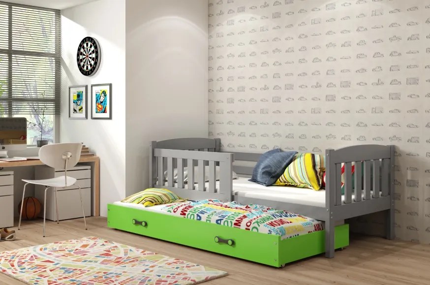 Interbeds Jednolôžková posteľ Kubus3 Grafit pre teenagerov 160x80 s matracom, rozkladacia - zelená