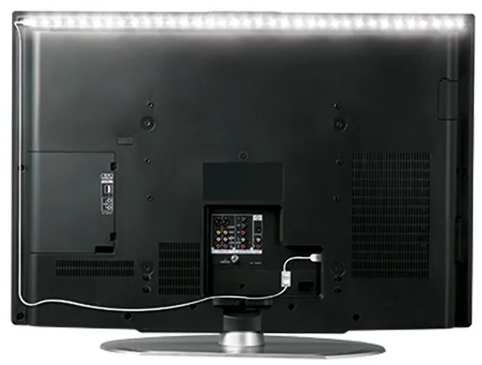SOLIGHT LED pásik pre TV 100cm, USB napájanie, IP65, 6500K denná modrá