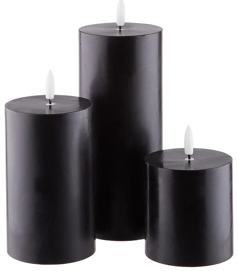 NORDIC LIGHT LED Sviečky 3 ks - čierna