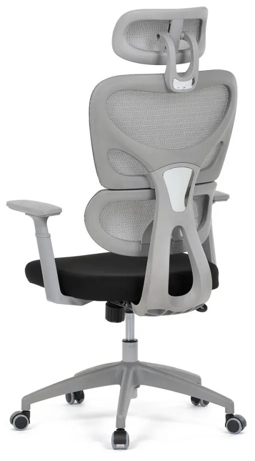 Kancelárska ergonomická stolička GRANT II — sieť, látka, sivá