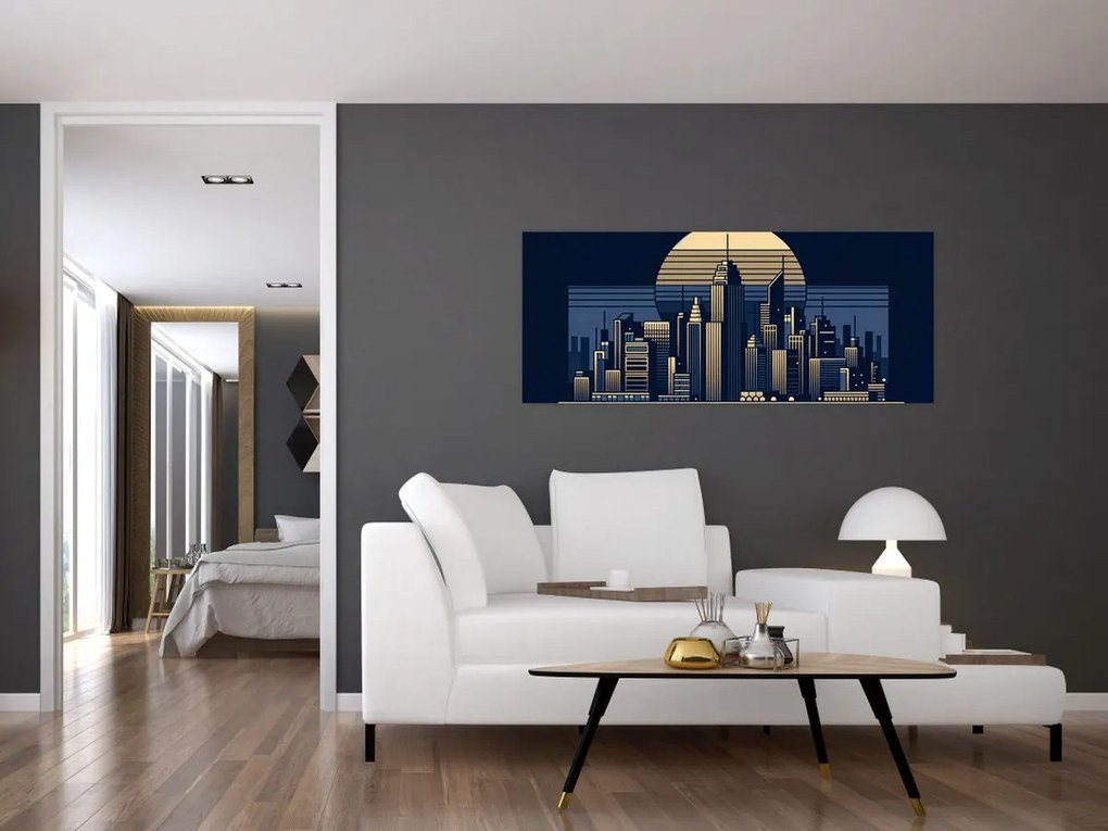Obraz – Geometrické mesto (120x50 cm)