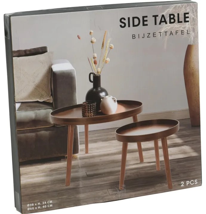 Set konferenčných stolíkov, tmavý orech, 2 ks