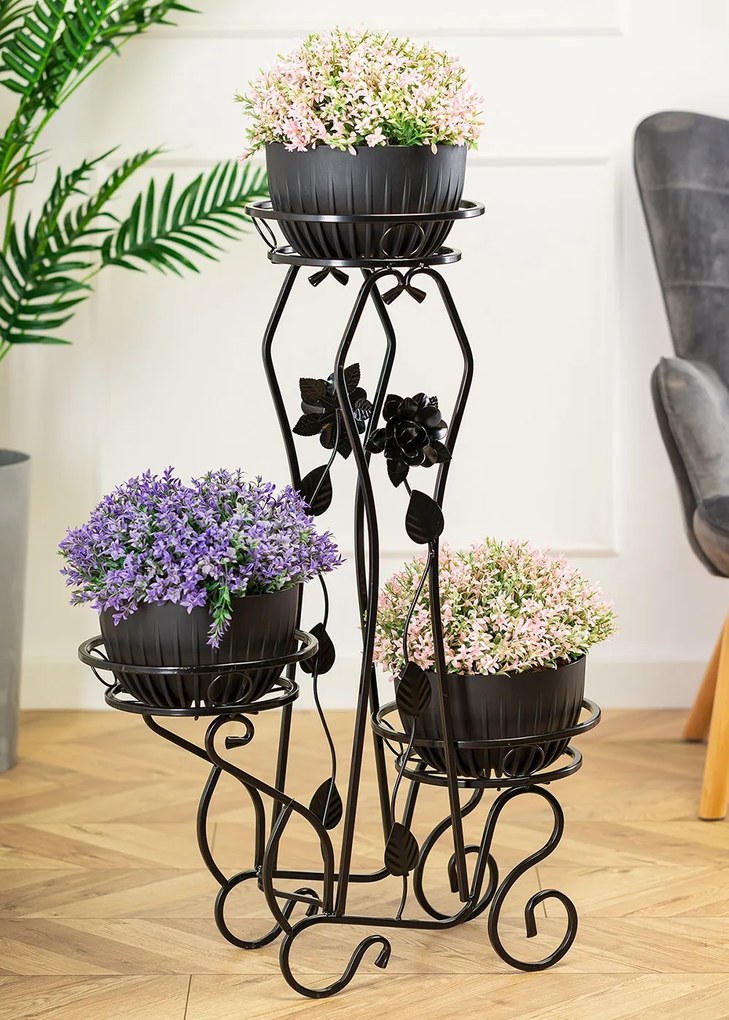 STOJAN NA KVETINÁČ ROSE 92X28X65 CM ČIERNA