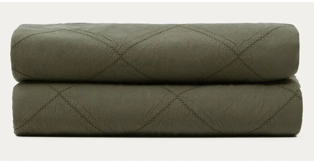 Zelený bavlnený prešívaný pléd 180x260 cm Serla – Kave Home