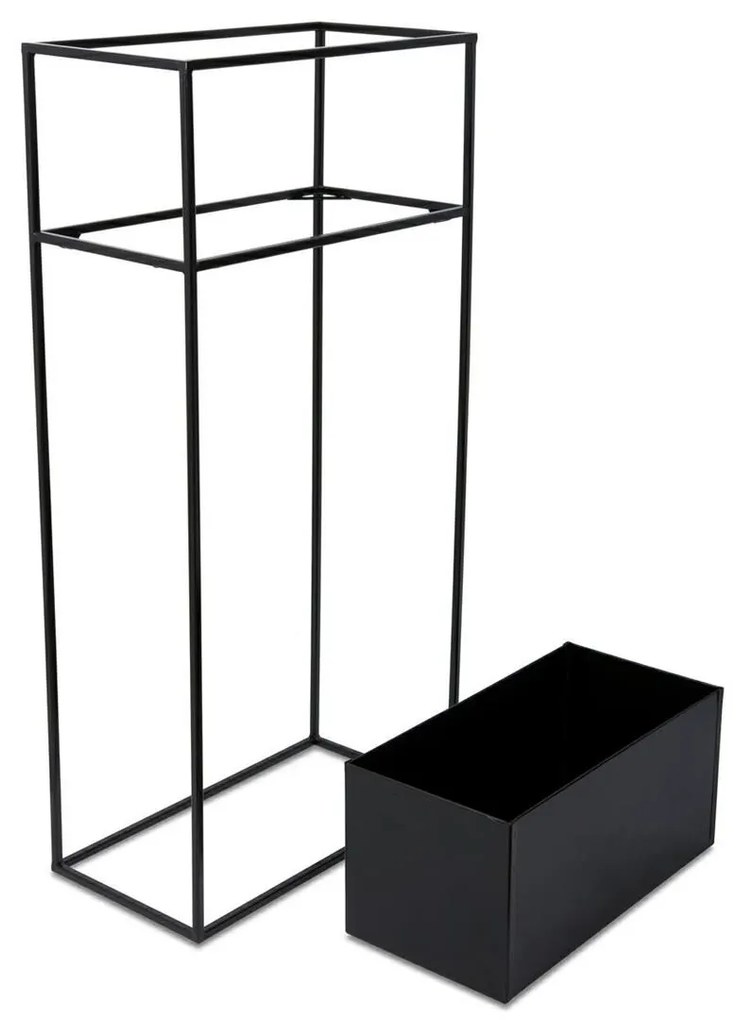 KOVOVÝ KVETINÁČ SO STOJANOM RECT 90X24X44 CM ČIERNA