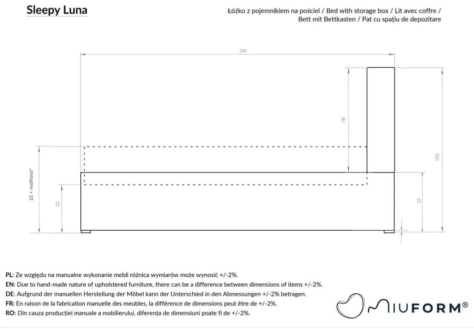 Béžová čalúnená jednolôžková posteľ s roštom 90x200 cm Sleepy Luna – Miuform