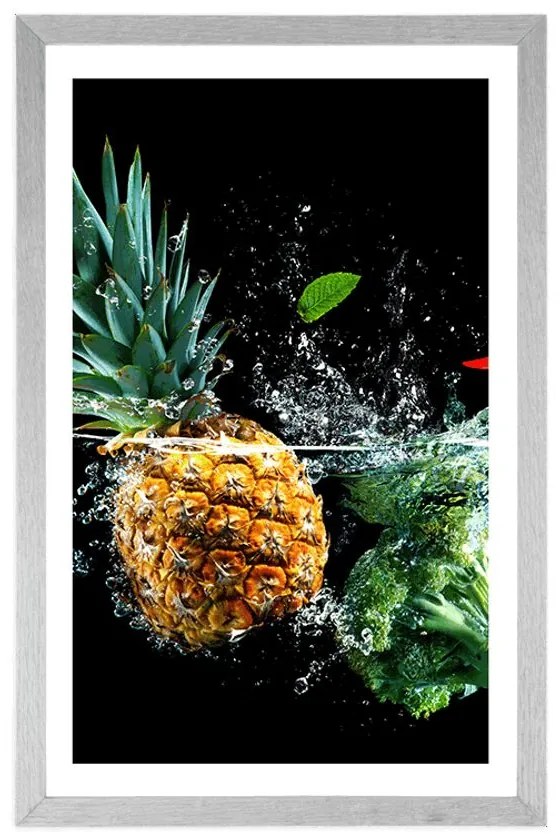 Plagát s paspartou organické ovocie a zelenina - 60x90 white