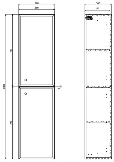 Cersanit S1021-012 - Závesná kúpeľňová skrinka MILLE 160x40 cm mintová