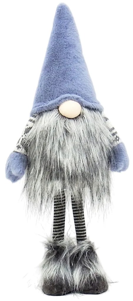 Vianočná dekorácia Trpaslík, výška: 48 cm, modrá