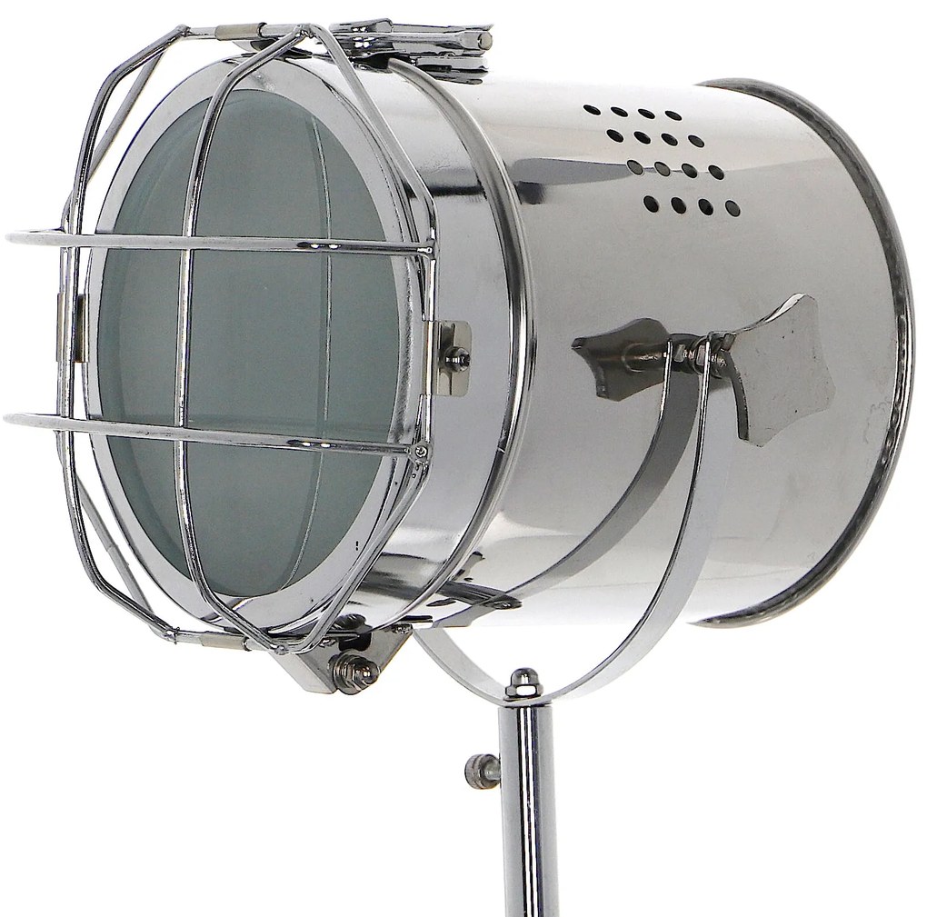 Dekorstudio Podlahová lampa TRIPOD na čiernej trojnožke s chrómovaným tienidlom