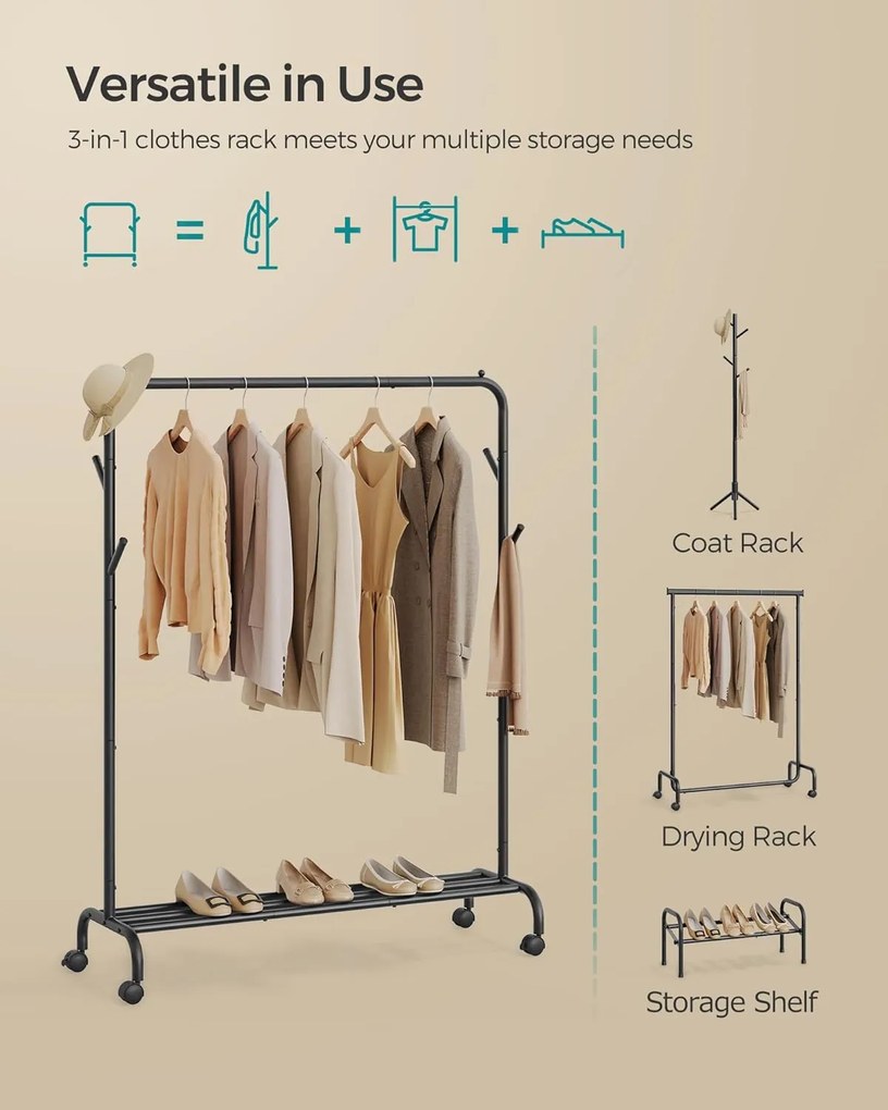 oblečenie stojan 50 kg maximálna nosnosť čiernej farby