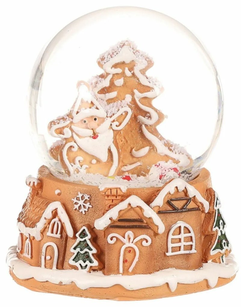 Vianočné snežítko Perníkový Santa Claus, polyresin, 9 cm